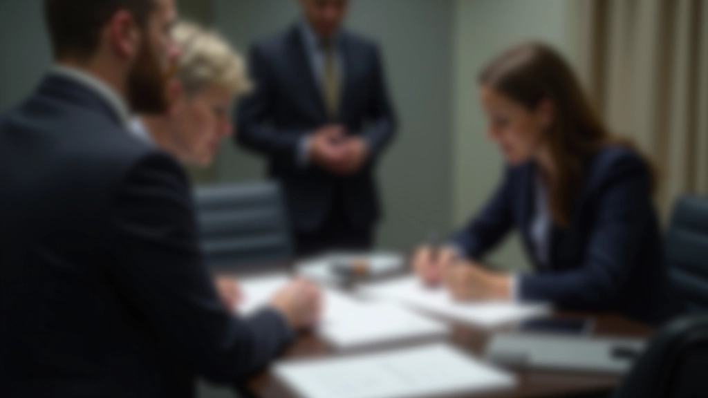 Notar erklärt Gebühren und Kosten dem Paar während Beratung am Tisch